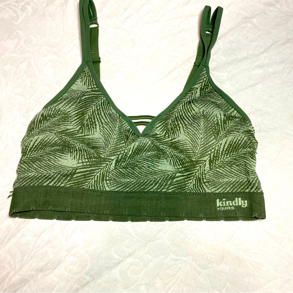 Green Palm-Print Seamless Bralette
